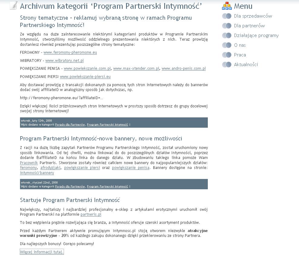 Aktualności o PP intymnosc.pl w Partneris.pl